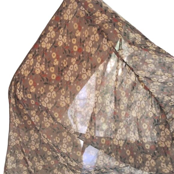 Kimono BEACH COVERUP Top ONE SIZE Moss Green Daisies Sheer Boho Coastal Beachy - Picture 8 of 8